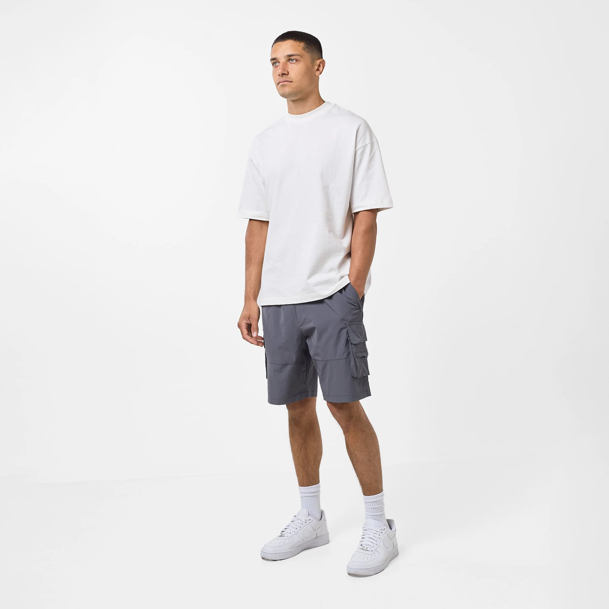 Stretch Tech Cargo Short | Grey - Faded