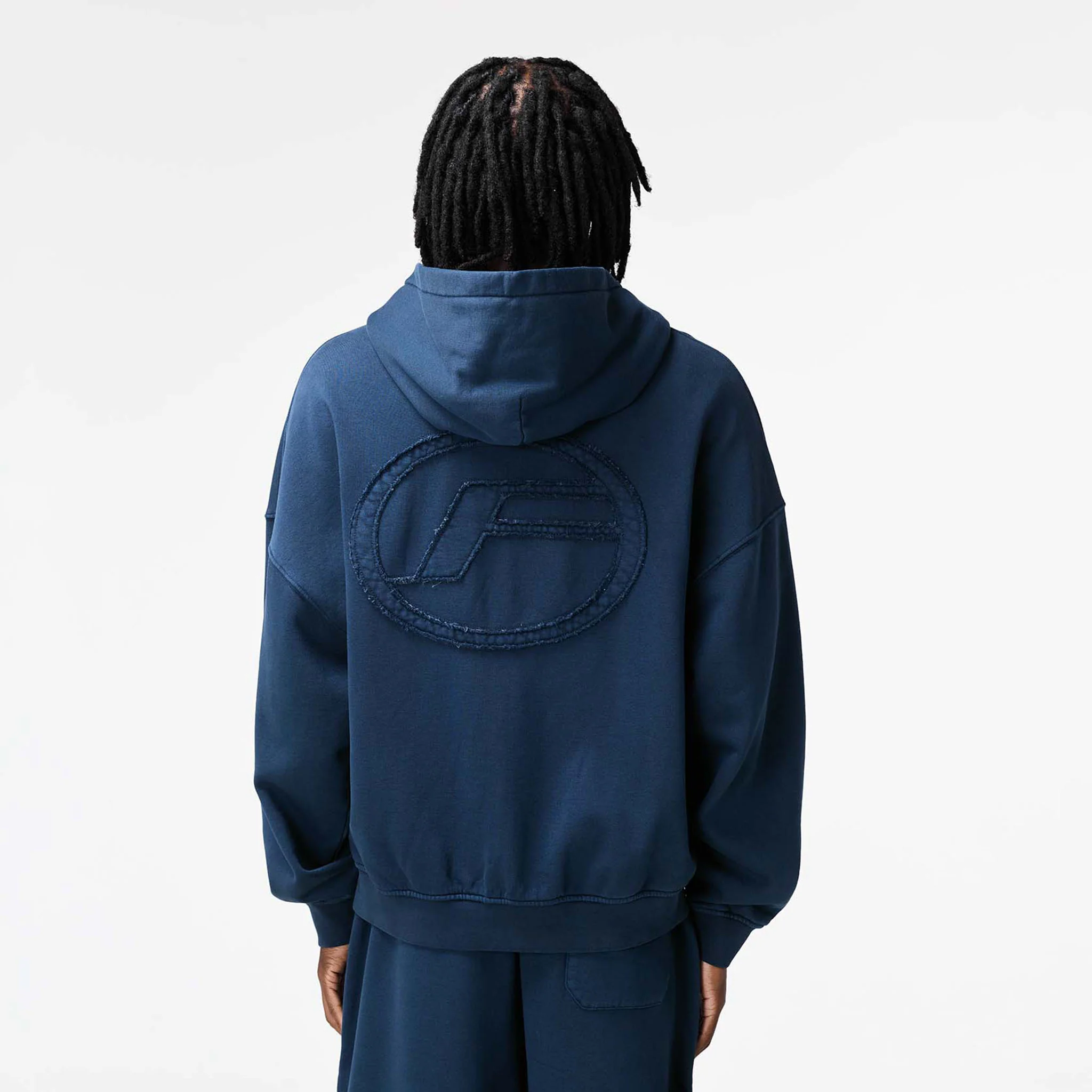 Oval Appliqué Hoodie | Washed Navy - Faded