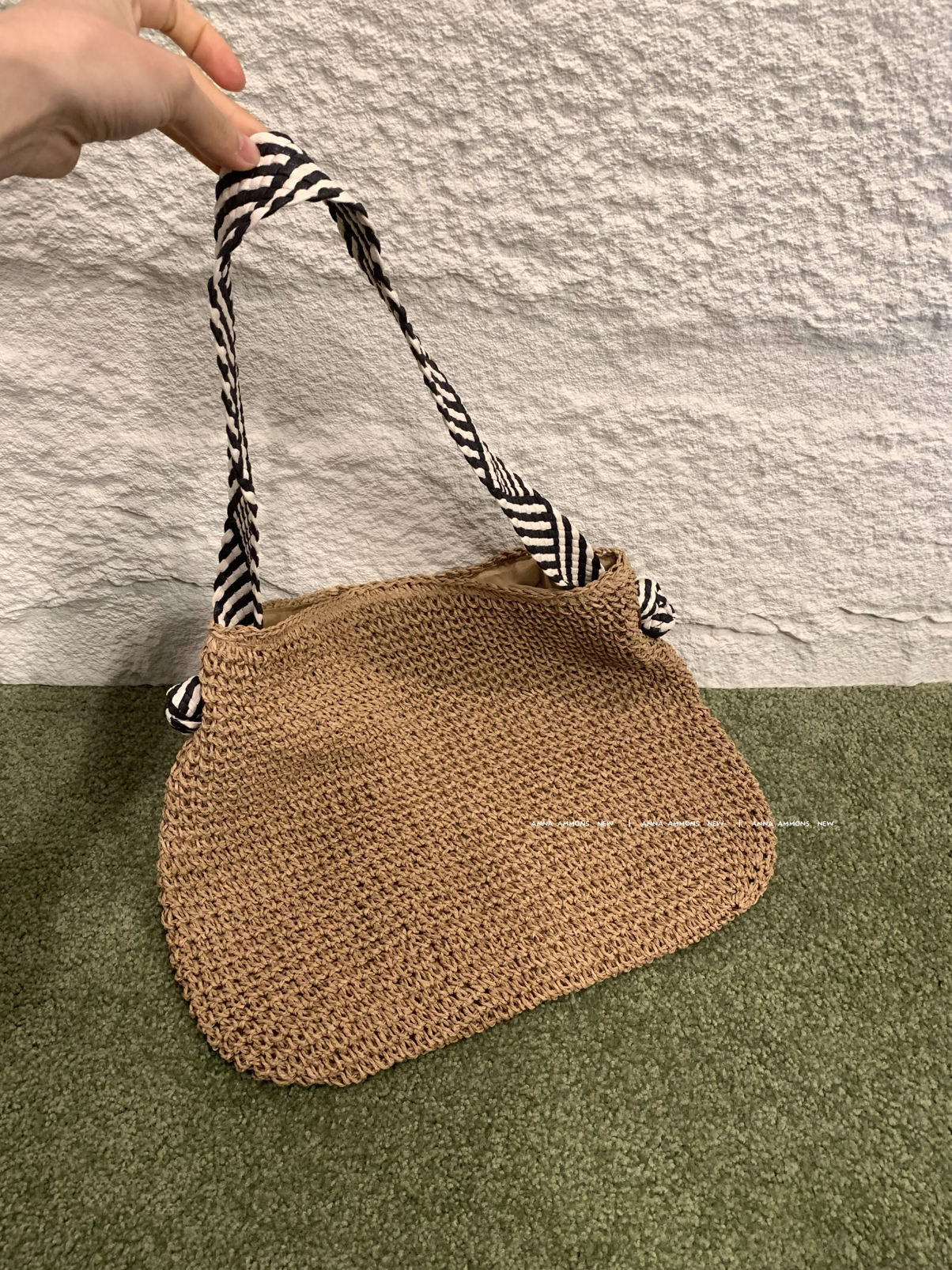 Store Faded Handwoven Straw Tote Bag - Retro Artisanal Summer Shoulder Bag - Faded
