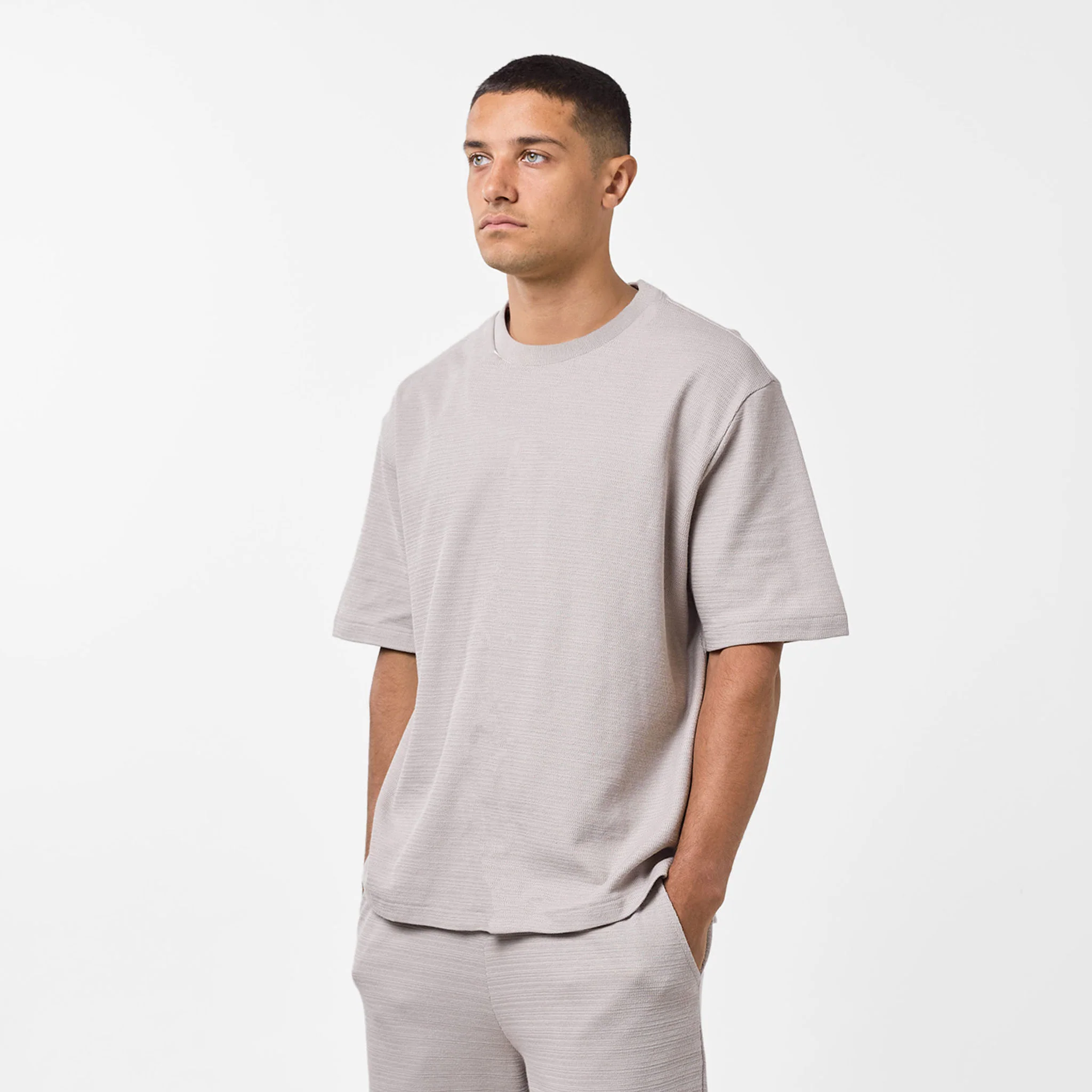 Tonal Knitted T-Shirt | Sand - Faded