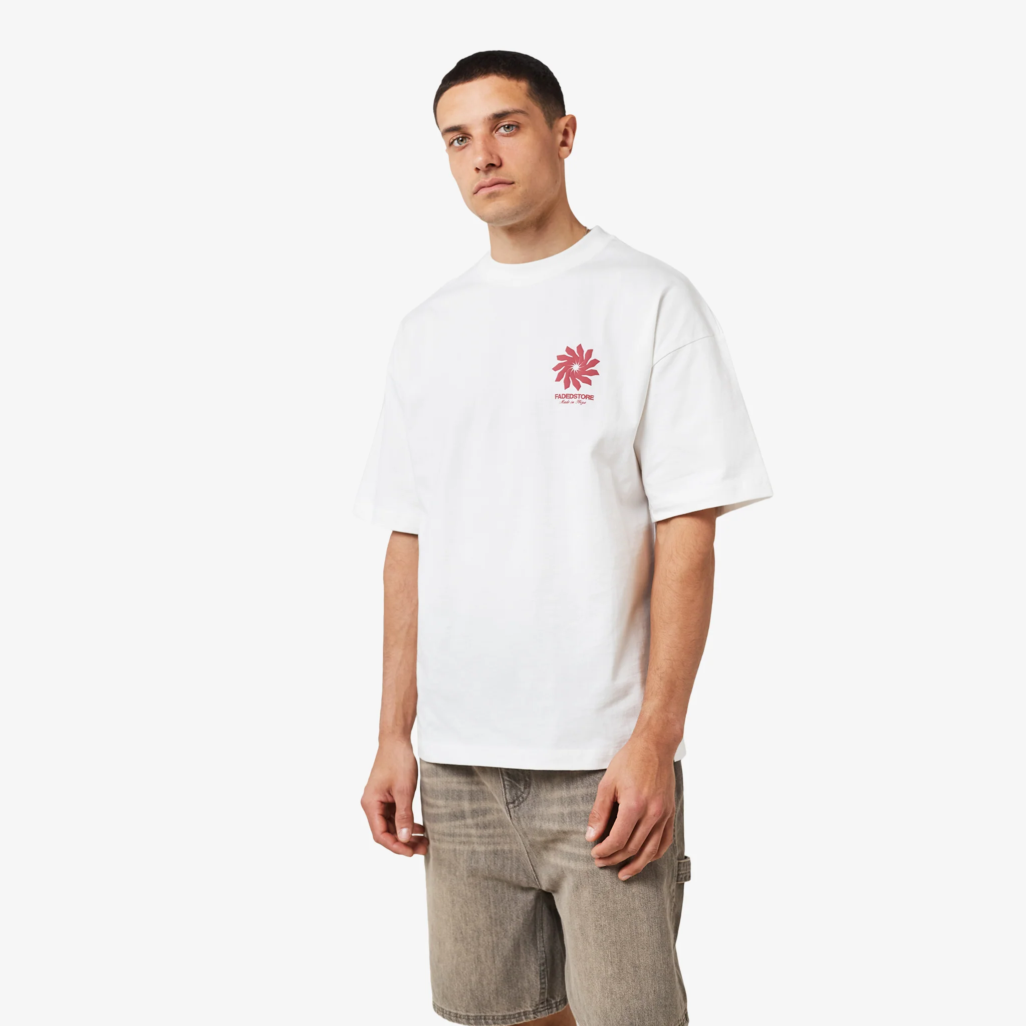 Tribal Flower T-Shirt | Off White - Faded