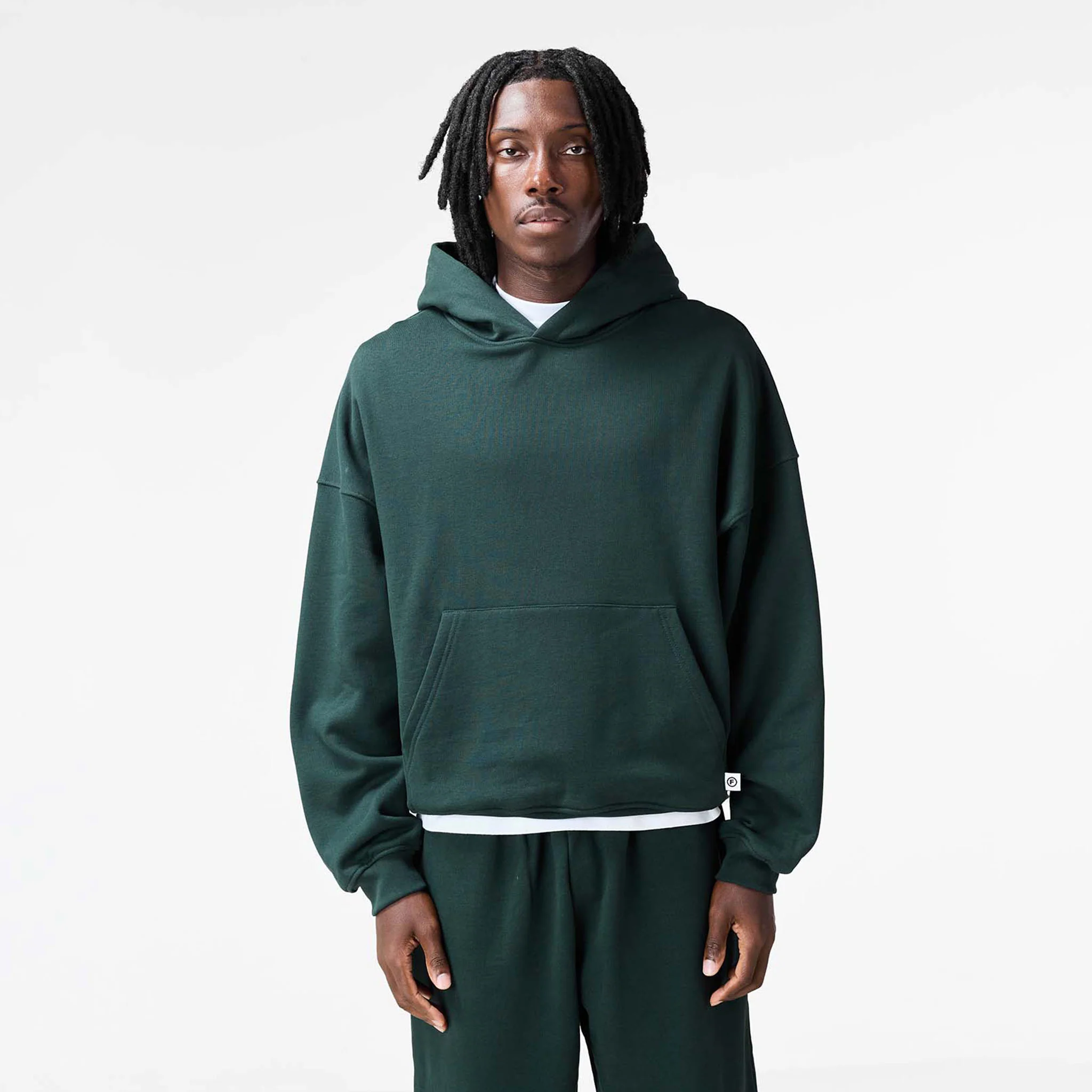 Loose Fit Cropped Hoodie | Forest Green - Faded
