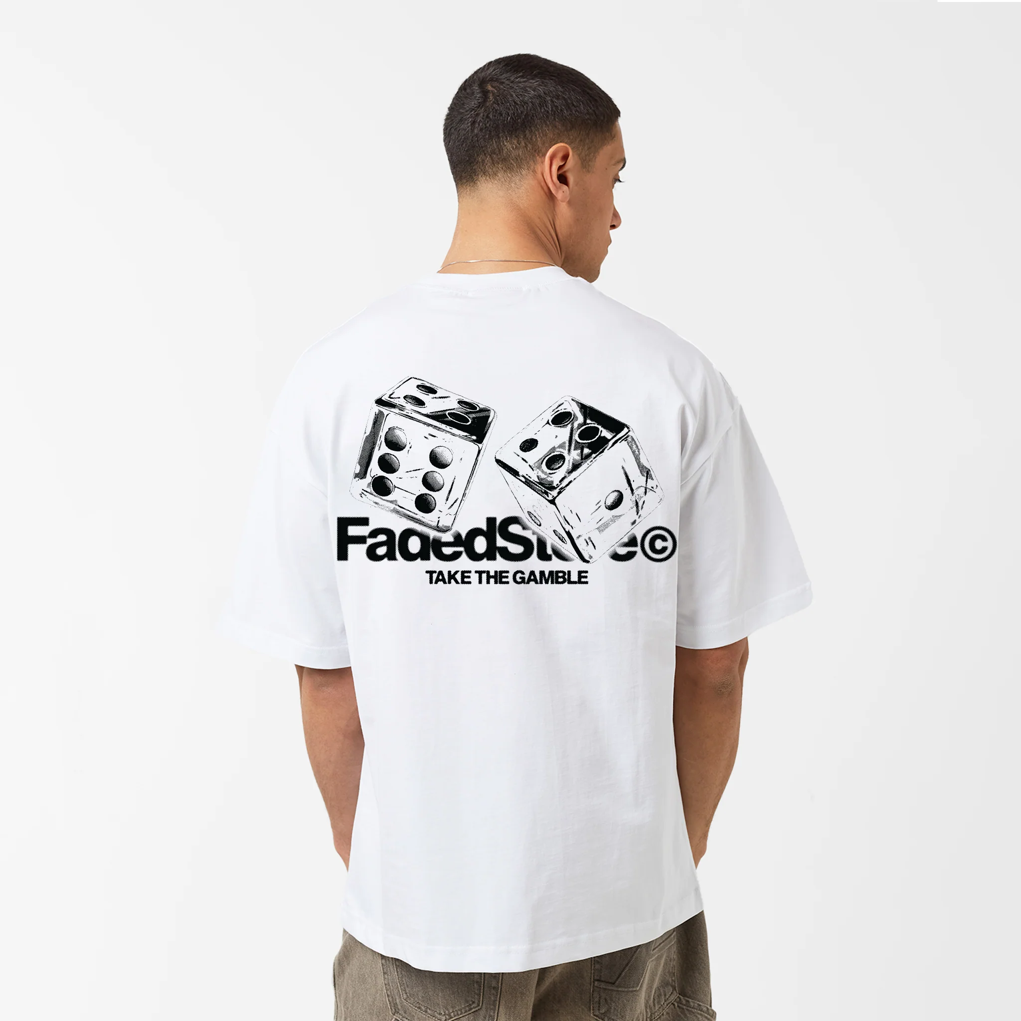 Take The Gamble T-Shirt | White - Faded