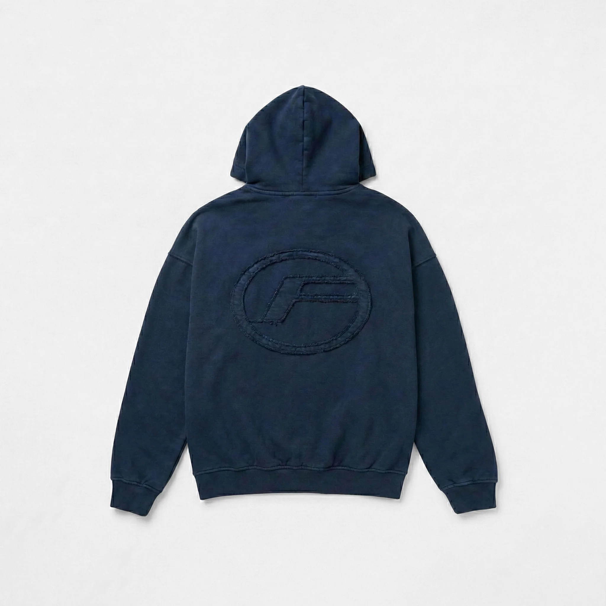 Oval Appliqué Hoodie | Washed Navy - Faded