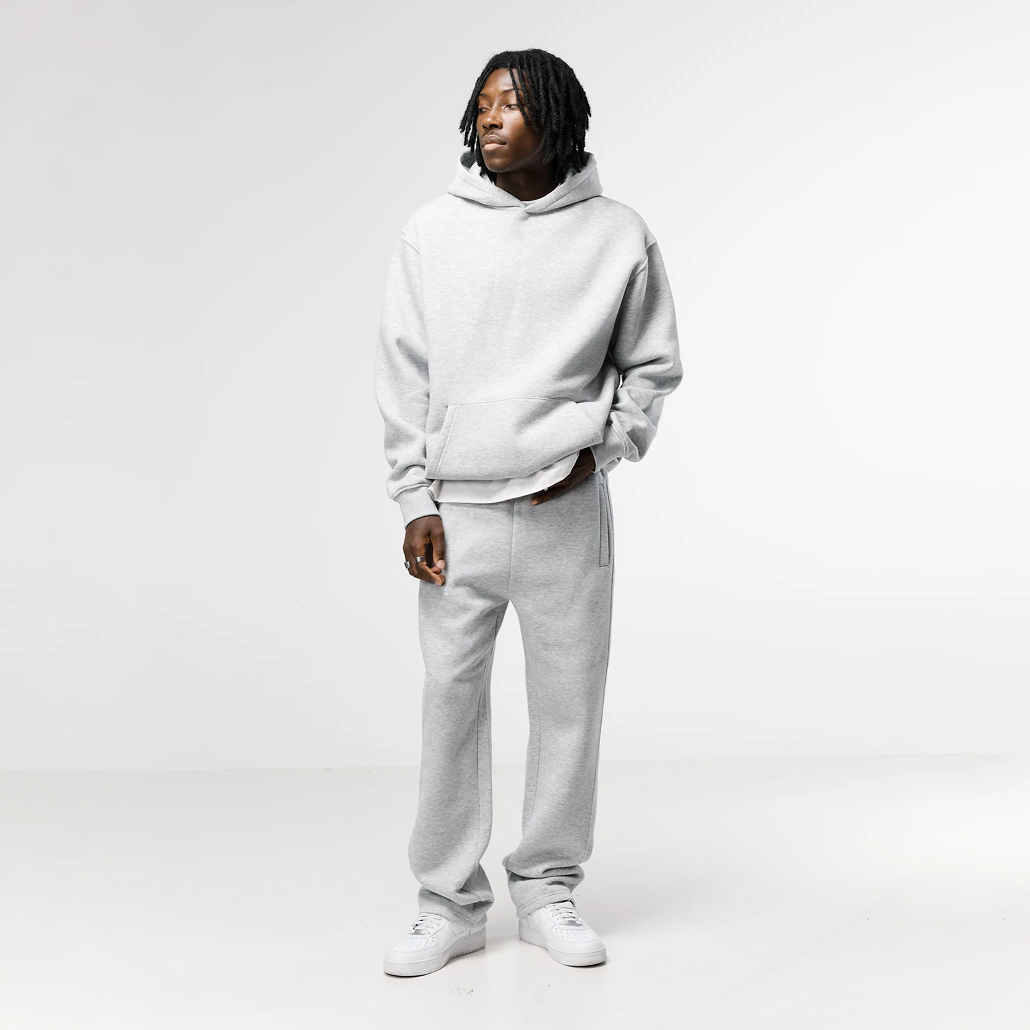 Box Fit Hoodie | Grey Marl - Faded