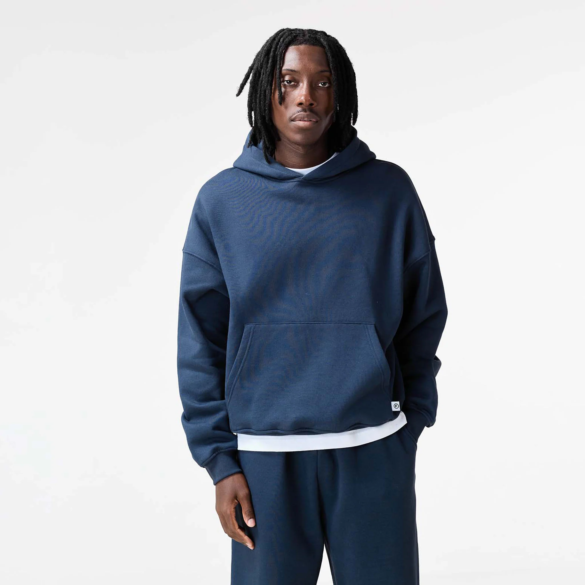 Loose Fit Cropped Tracksuit | Navy - Faded