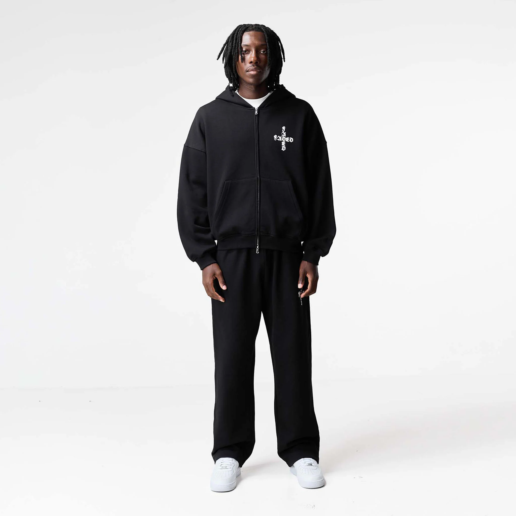 Gothic 2.0 Loose Fit Open Hem Jogger | Black - Faded