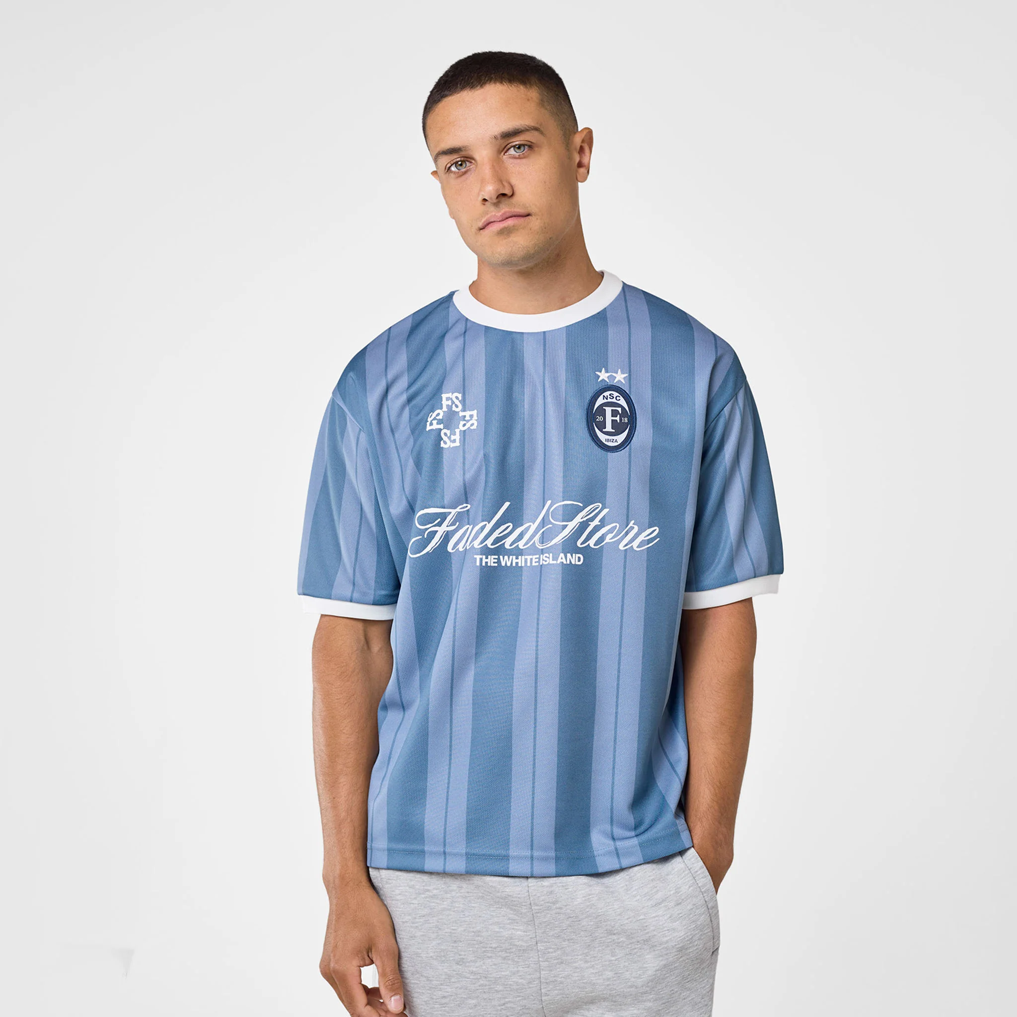 Striker Football T-Shirt | Blue - Faded