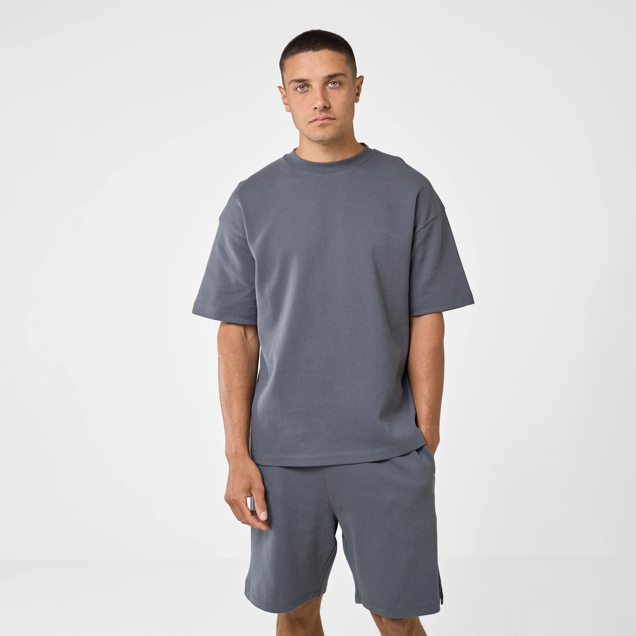 Waffle Twinset | Charcoal - Faded