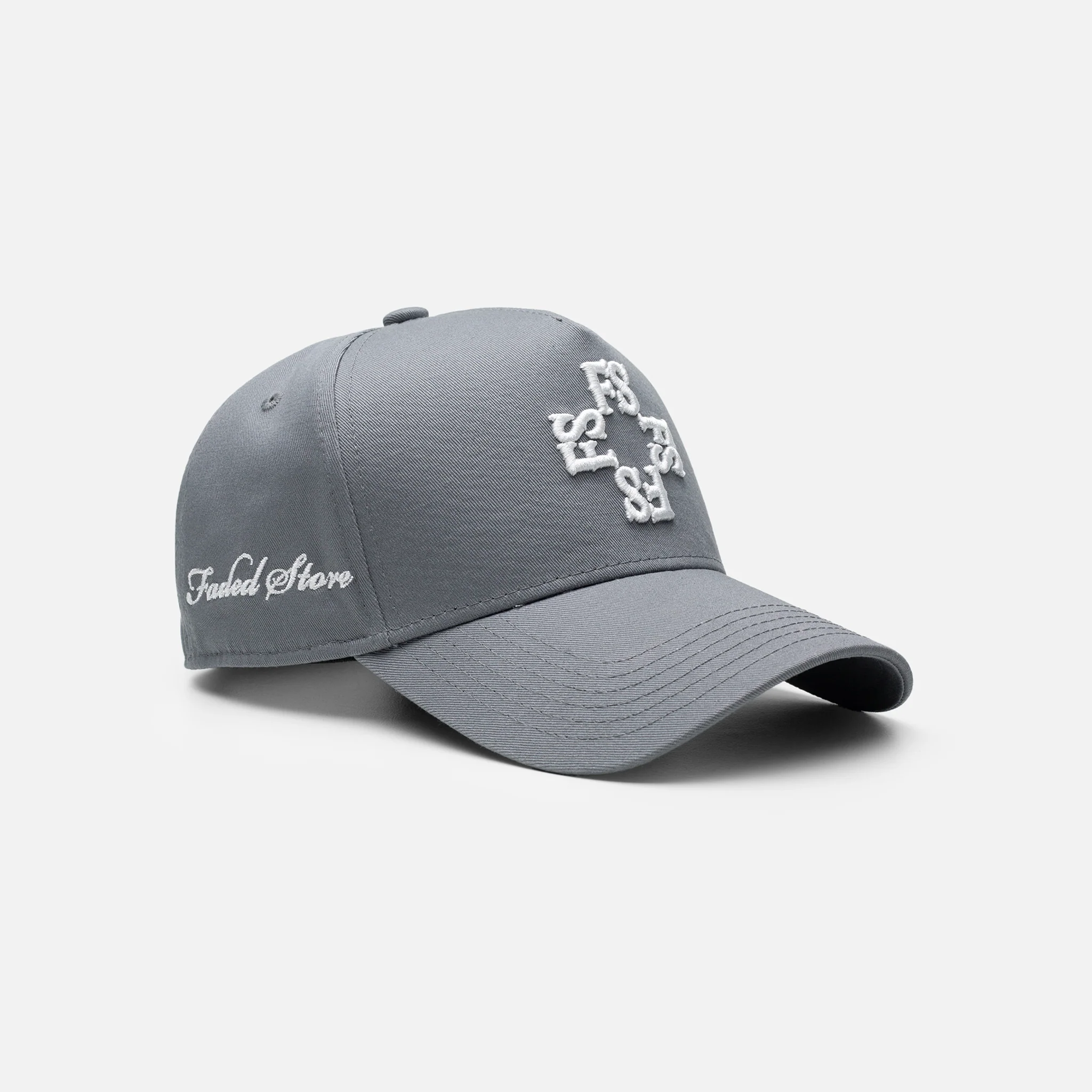 Monogram Cap | Mid Grey/White - Faded