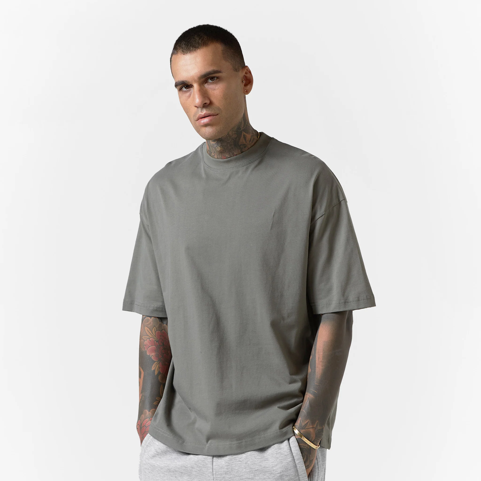 Box Fit T-Shirt | Olive Smoke - Faded