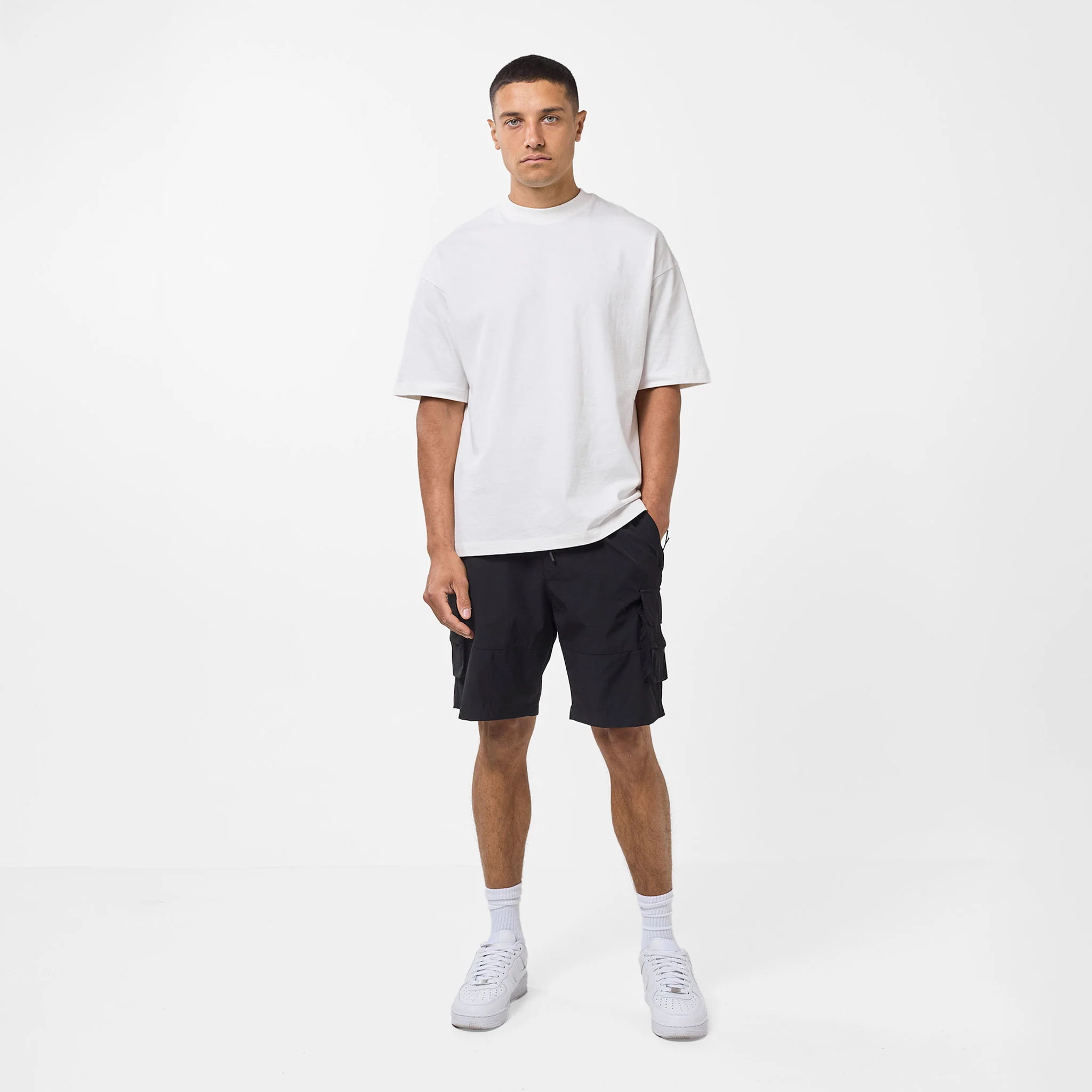 Stretch Tech Cargo Short | Black - Faded