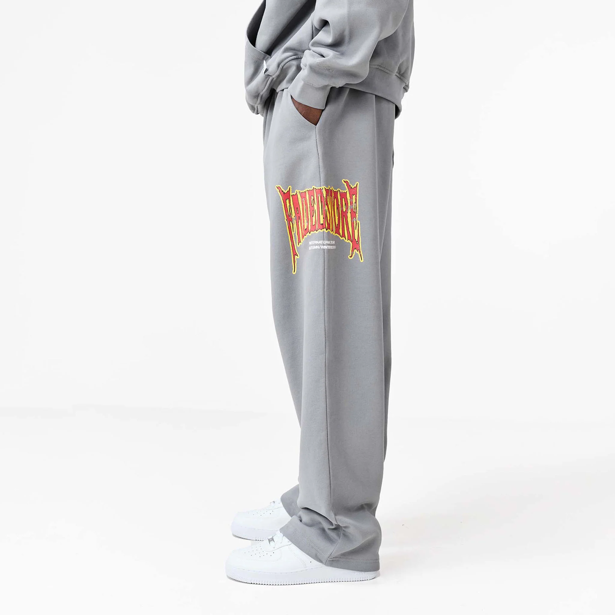 Blackletter Open Hem Jogger | Mid Grey - Faded