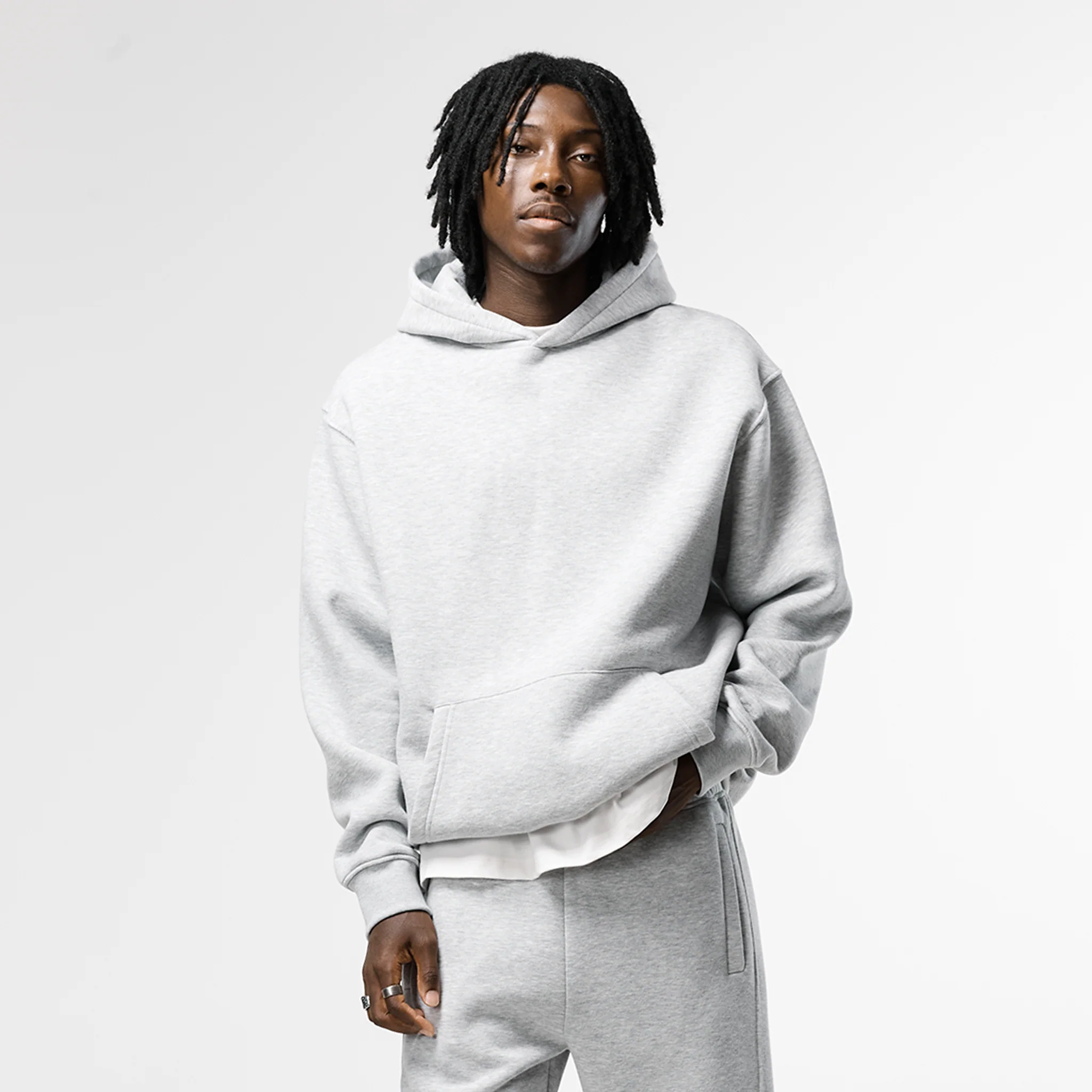 Box Fit Hoodie | Grey Marl - Faded