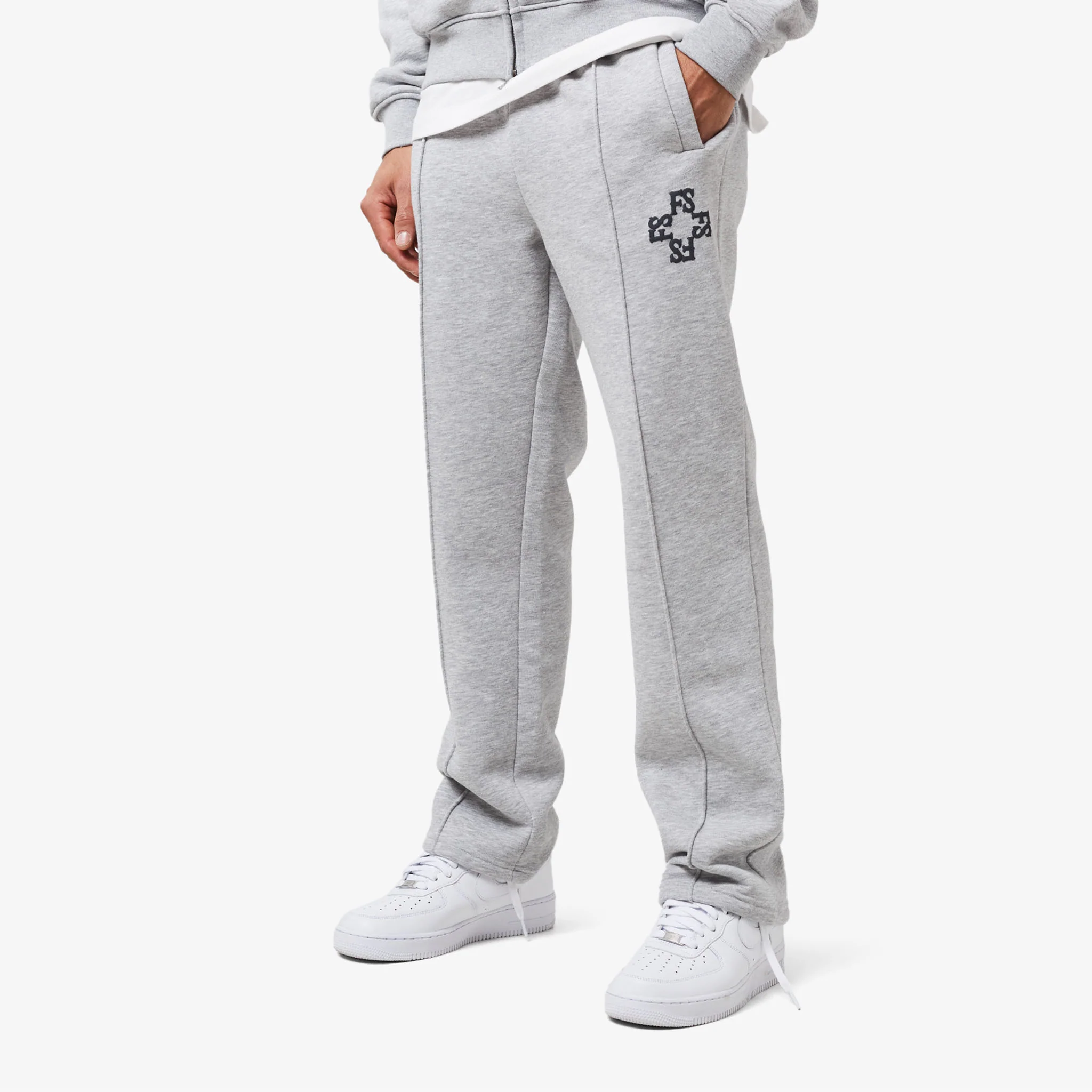 Monogram Open Hem Jogger | Grey Marl - Faded