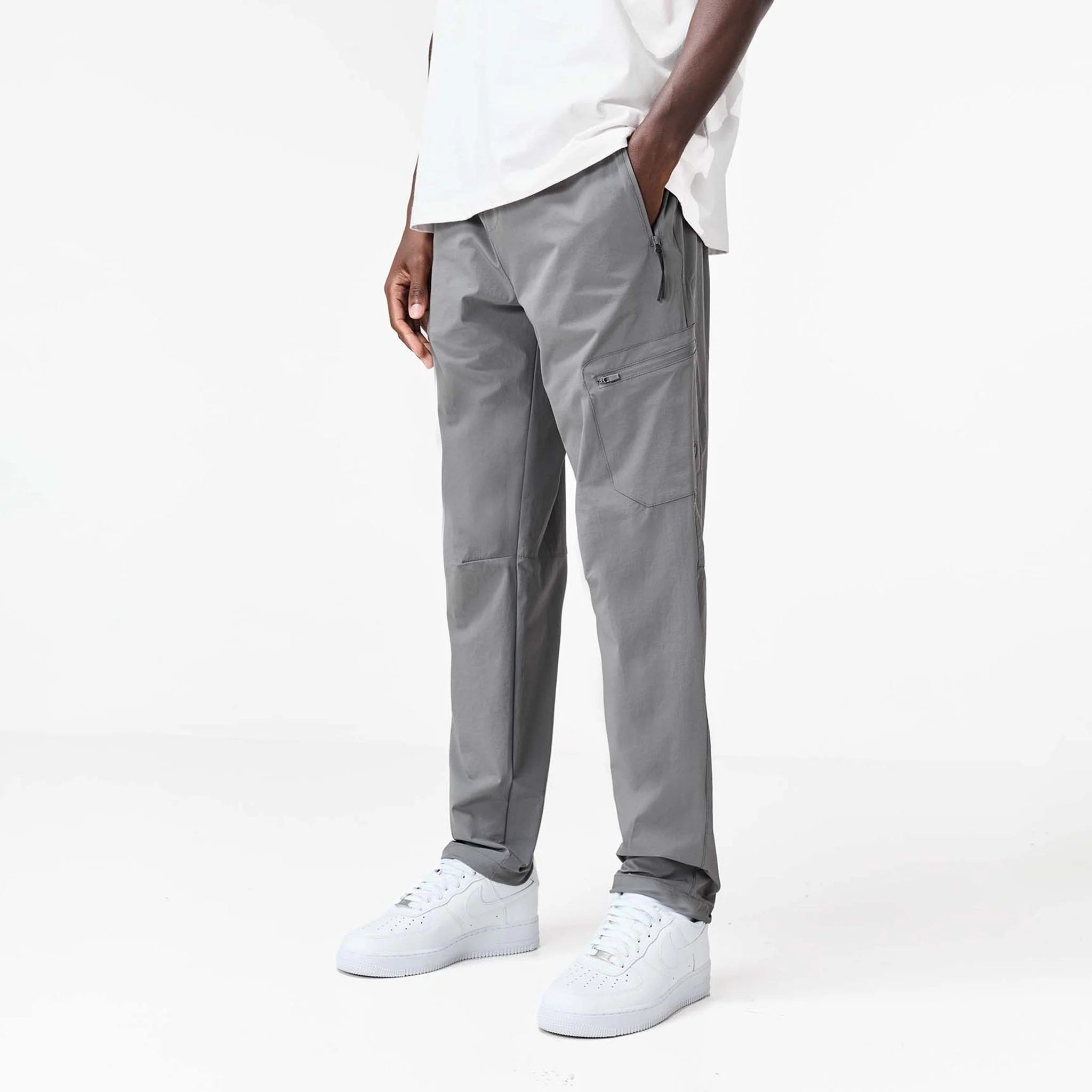 Stretch Tech Open Hem Cargo Pant | Mid Grey - Faded