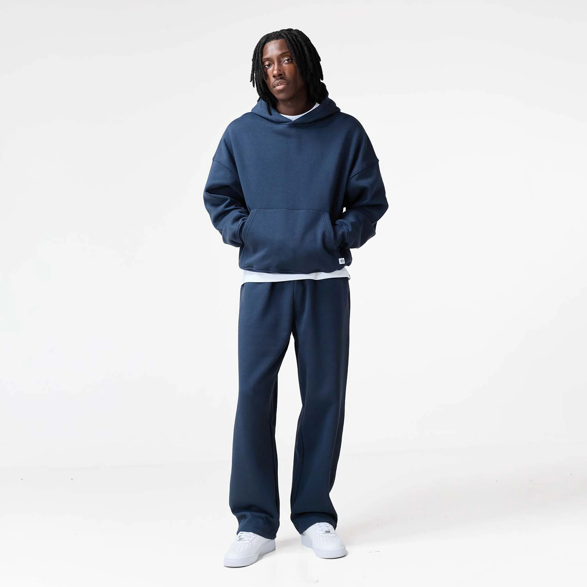 Loose Fit Cropped Tracksuit | Navy - Faded